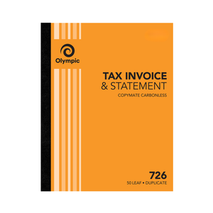 Olympic Invoice and Statement Book 726 Carbonless Duplicate 50 Leaf 250 x 200mm