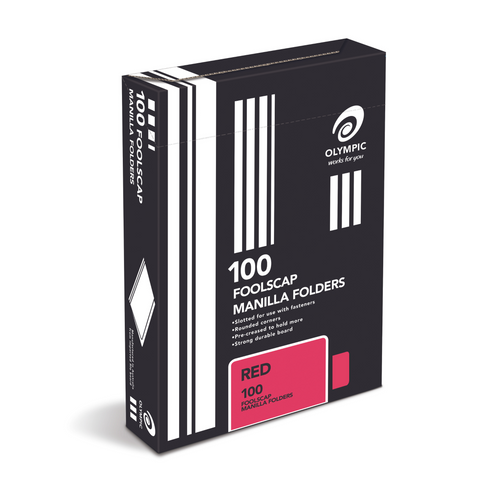 Olympic Manilla Folder Foolscap Red Box of 100