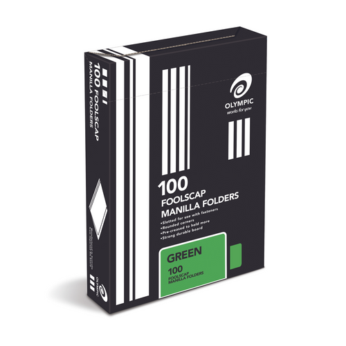 Olympic Manilla Folder Foolscap Green Box of 100