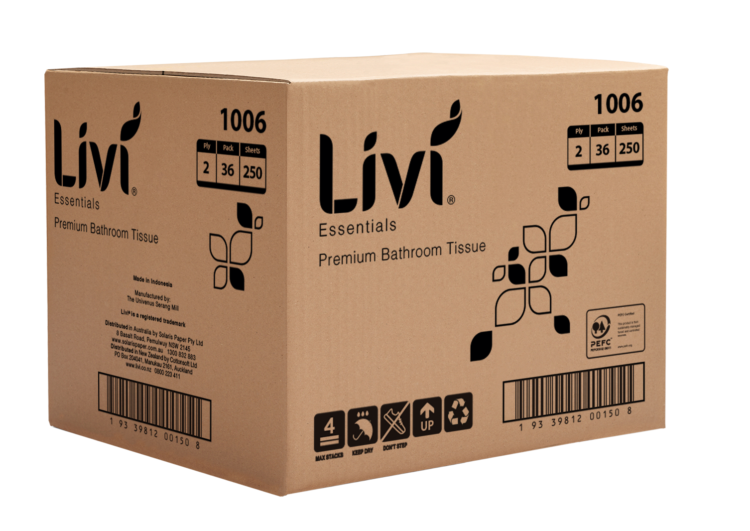 Livi 1006 Essentials interleaved toilet tissue carton
