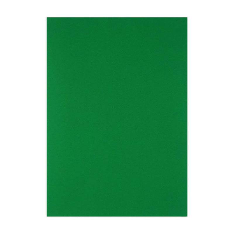 A single deep green A4 sheet from the Quill assorted cover paper pack, shown flat in portrait on a white background