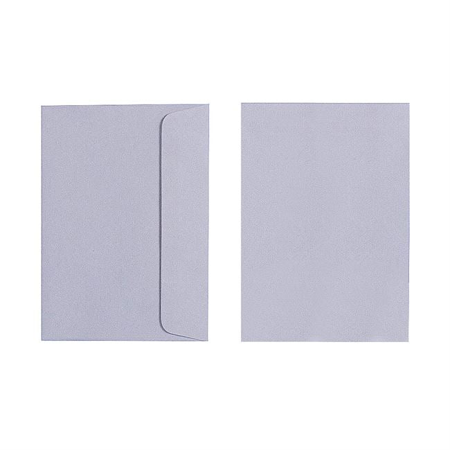Two Quill 80gsm C6 envelopes in Grey on a white background, one turned to show the flap side and one showing the plain front