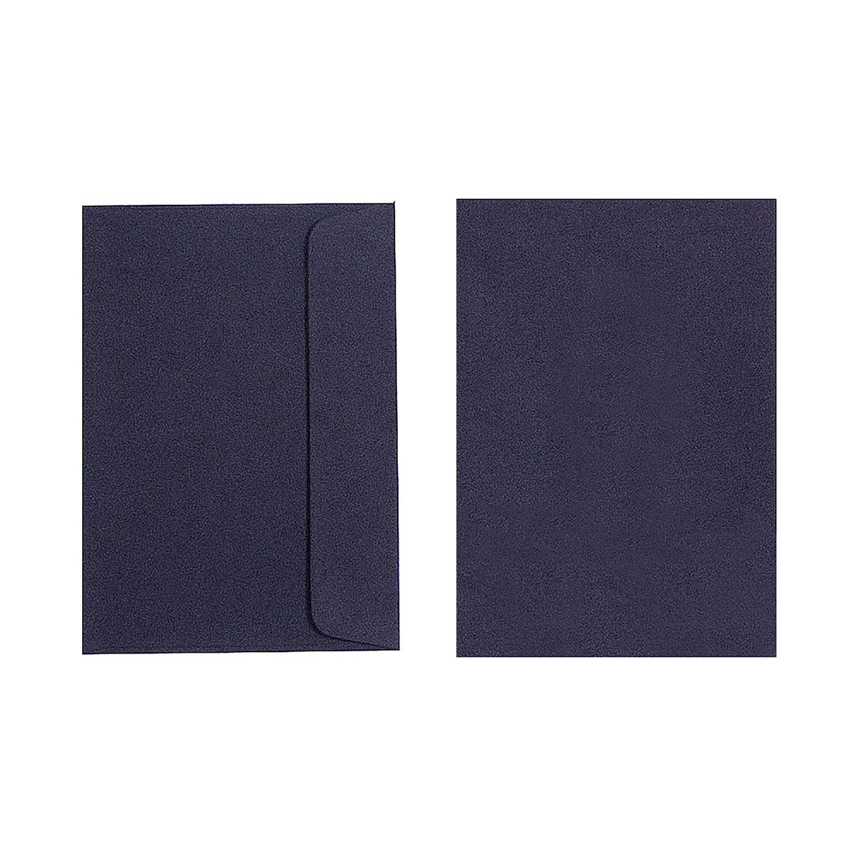 Two black Quill C6 envelopes on a white background, one turned to show the wallet flap and one showing the plain front