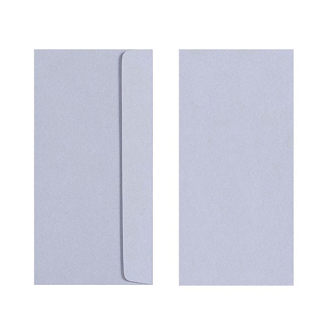 Two Quill 80gsm DL envelopes in Grey on a white background, one showing the back and flap and one showing the plain front