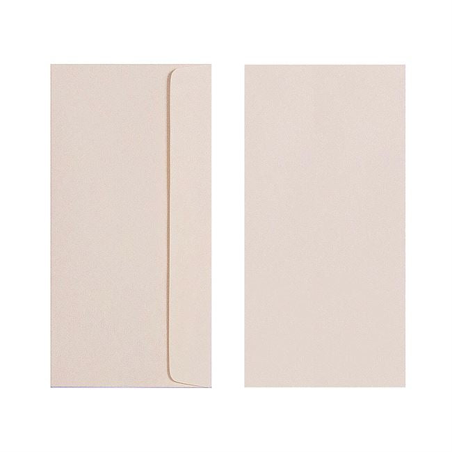 Two Quill 80gsm DL envelopes in Cream on a white background, one showing the back and flap and one showing the plain front