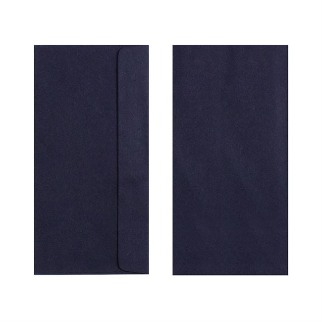Two Quill 80gsm DL envelopes in Black on a white background, one showing the back and flap and one showing the plain front