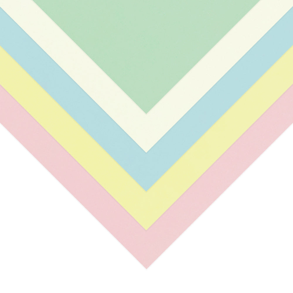 Quill A3 pastel assorted coloured paper sheets fanned to show the colours
