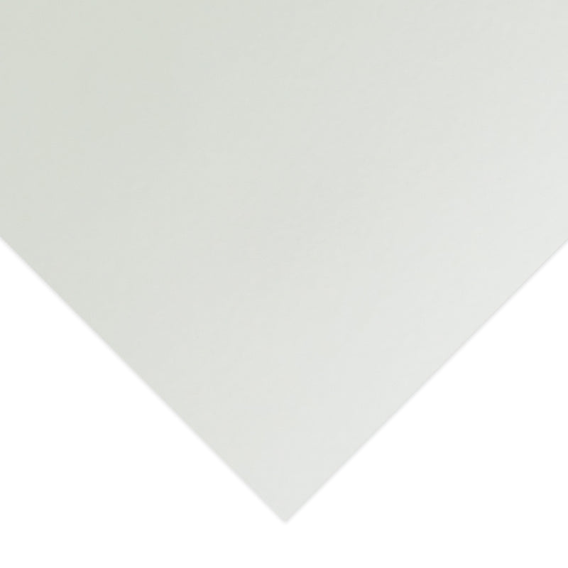 Corner of a sheet of Quill Watercolour Paper Smooth up close, the white paper edge set against a white background