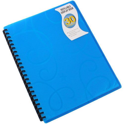 BEAUTONE 100851917 DISPLAY BOOK REFILLABLE JEWEL PP A4 30 POCKETS BLUE BOX 5