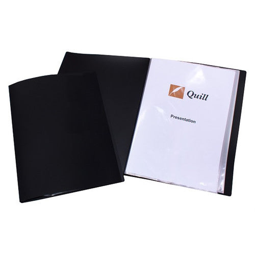 Quill Premium Fixed Display Book PP A4 20 Pockets Black Pack of 12