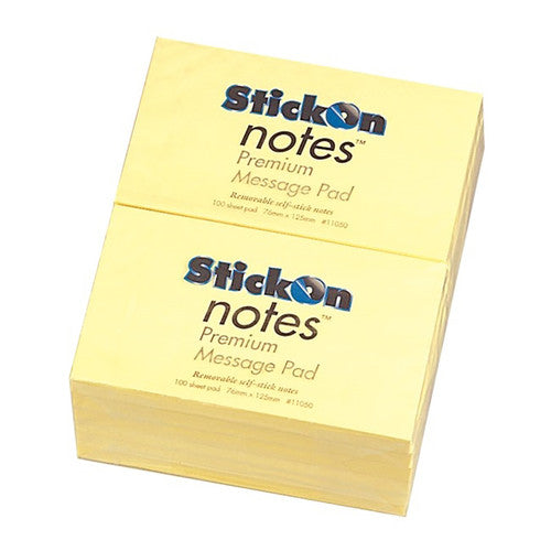 STICK ON 100852307 (11050) NOTES 76MM X 127MM 12 PADS X 100 SHEETS YELLOW
