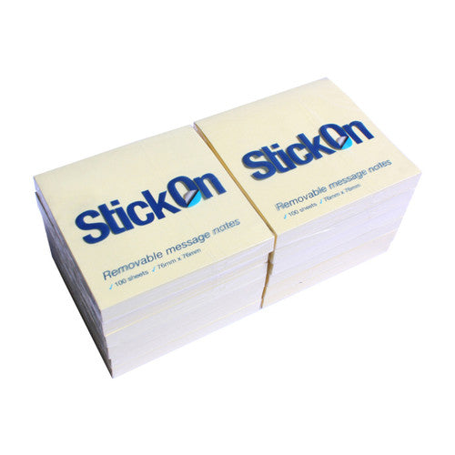 STICK ON 100852311 (11030) NOTES 76MM X 76MM 12 PADS X 100 SHEETS YELLOW