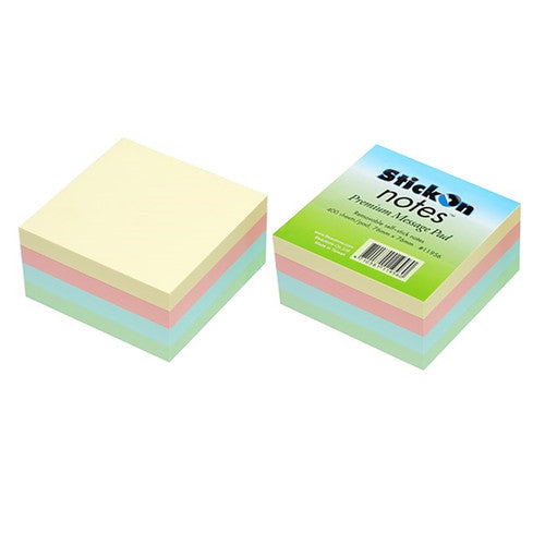 STICK ON 100852314 (11956) NOTES 76MM X 76MM 4 PADS X 100 SHEETS PASTEL ASSORTED - PACK OF 12