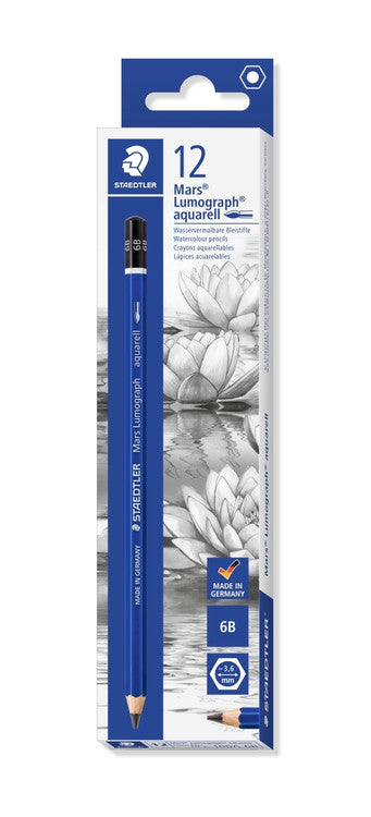 Staedtler 100A-6B Mars Lumograph Aquarell 6B Watercolour Pencil Box of 12
