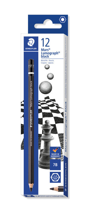 Staedtler 100B-7B Mars Lumograph Black Pencils in a Box of 12