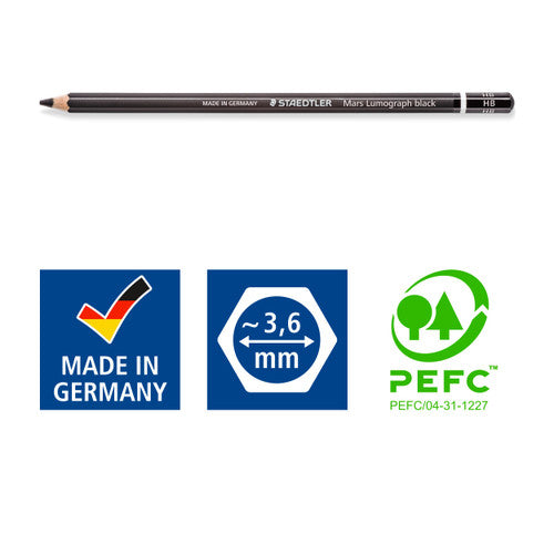 Staedtler 100B-HB Mars Lumograph Black Pencils in a Box of 12