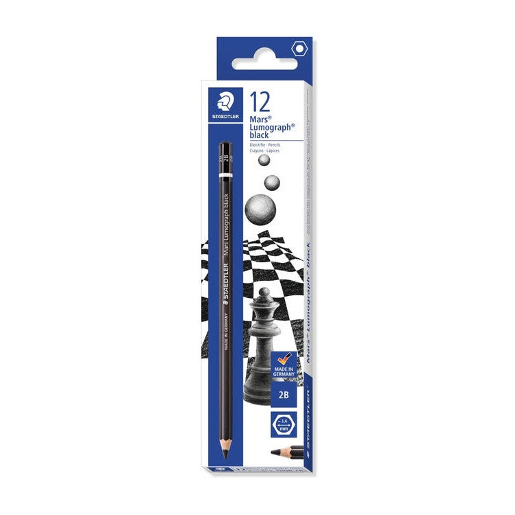 Staedtler Mars Lumograph Black Pencils 2B Box 12 100B-2B