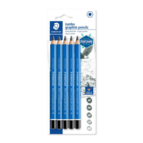 Staedtler 100J-S BK5 Mars Lumograph Jumbo Pencils Assorted Card of 5 (10 Cards)