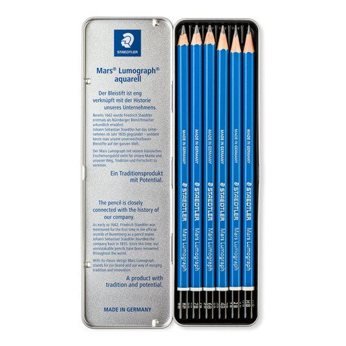 Staedtler Mars Lumograph Tin of 6 Sketching Pencils 100 G6