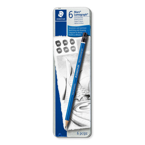 Staedtler Mars Lumograph Tin of 6 Sketching Pencils 100 G6