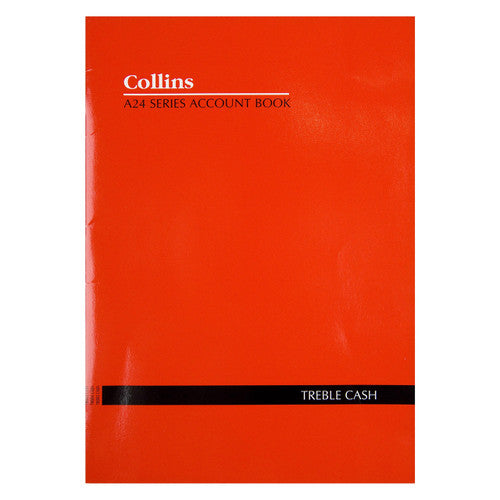 Collins 10203 Account Book Series A24 3 Money Column (Treble Cash) Red Cover