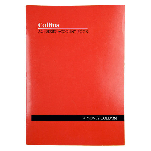 Collins 10204 Account Book Series A24 4 Money Column Red Cover