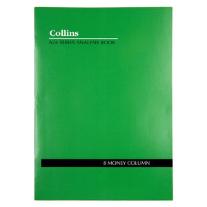 Collins 10208 A24 8 Money Column Analysis Book front cover in green, with the Collins logo, a series title line and a black label band naming the book type