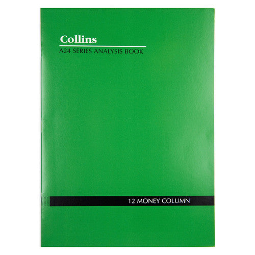 Collins 10212 Analysis Book Series A24 12 Money Column Green Cover