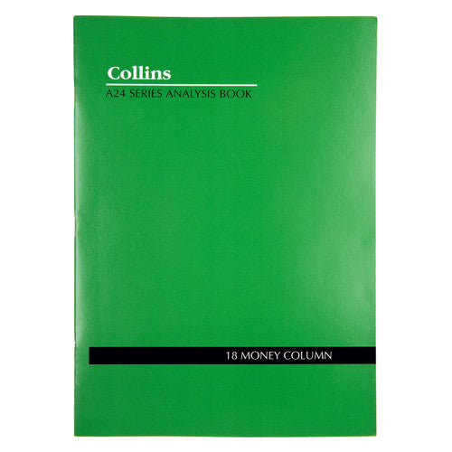 Collins 10218 Analysis Book Series A24 18 Money Column Green Cover