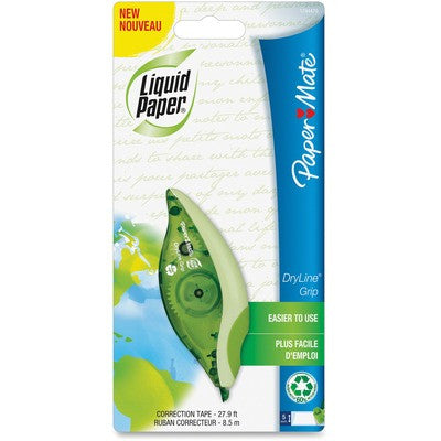 Liquid Paper Dryline Grip Green Correction Tape