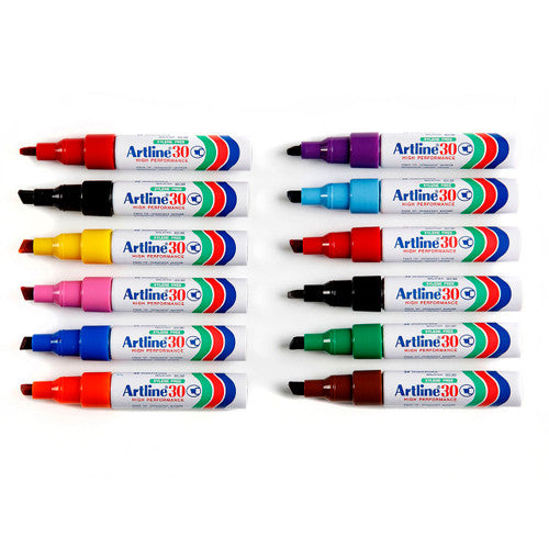 Artline 30 Permanent Marker 5mm Chisel Nib Assorted Box 12