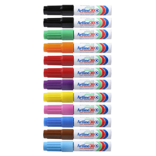 Artline 30 Permanent Marker 5mm Chisel Nib Assorted Box 12