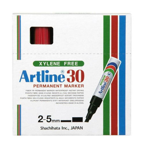 Artline 30 Permanent Marker 5mm Chisel Nib Assorted Box 12