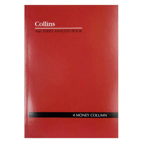 Collins 10304 Account Book Series A60 4 Money Column Red Cover
