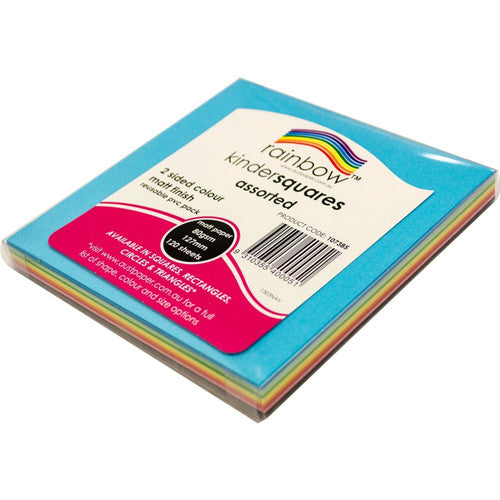 Rainbow Kinder Squares 80gsm Double Sided 127mm Matt Assorted Pack of 120