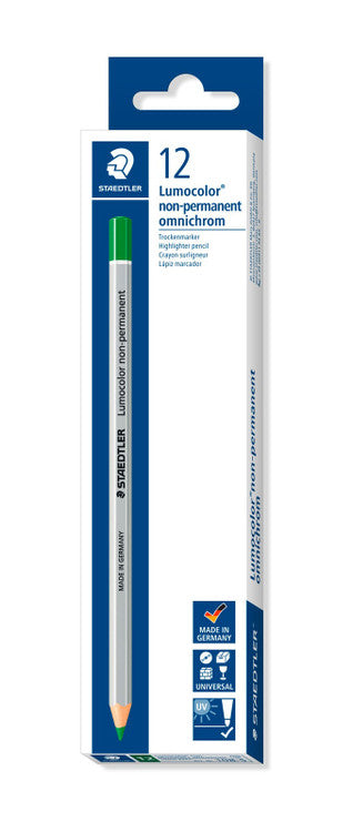 Staedtler Lumocolor Non-Permanent Omnichrom Pencils Green Box of 12 108-5