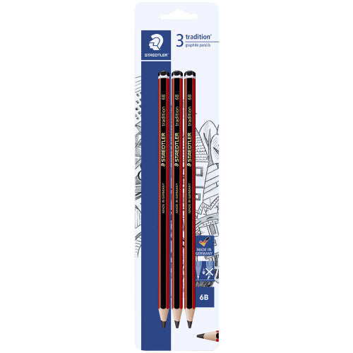 Staedtler 110-6B BK3 Tradition Graphite Pencils 6B Pack of 3