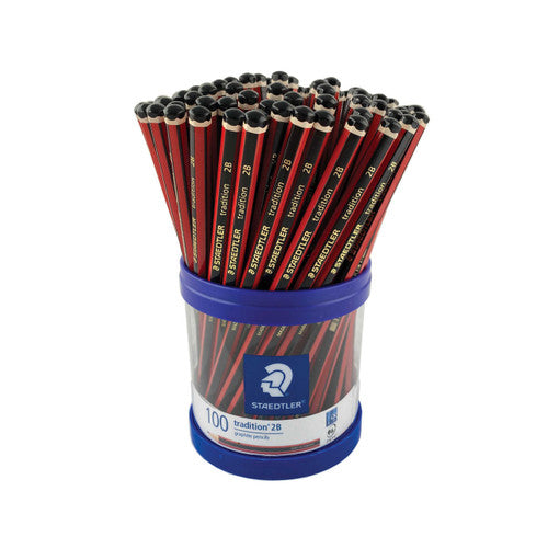 Staedtler 1102BKP100 Tradition Graphite Pencils 2B Cup of 100