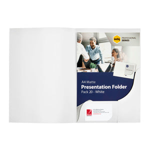 Marbig Professional Series A4 Presentation Folder Matte White Pack of 20