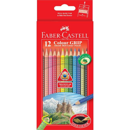 Faber Castell Colour Grip Pencils 12 Permanent Assorted Colours