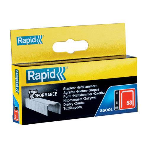 Rapid No.53 Finewire Staples 6mm Box 2500