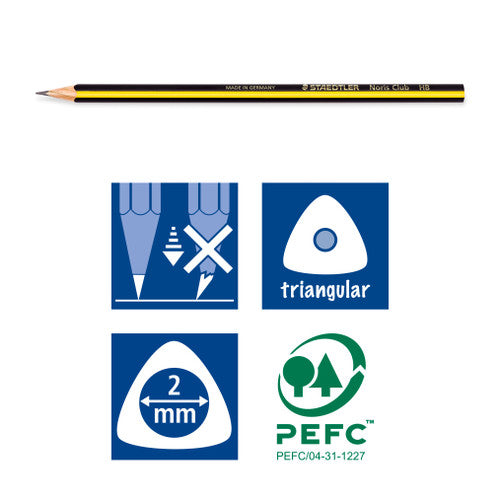 Staedtler Noris Club Triangular School Pencil HB Box of 12 118 HB-509