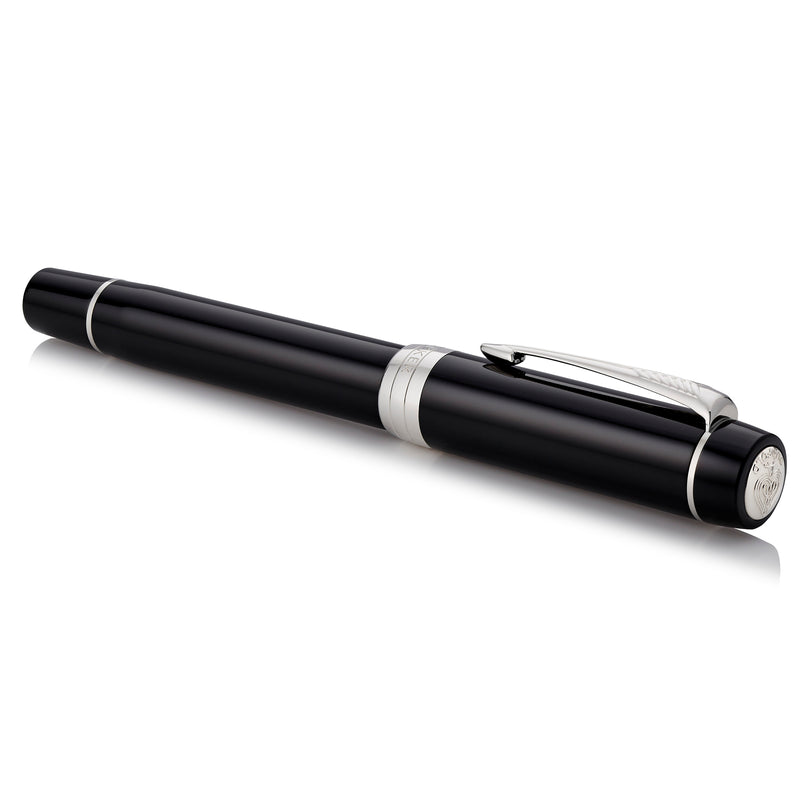 Parker Duofold Classic Fountain Pen Black and Palladium Trim Medium Nib
