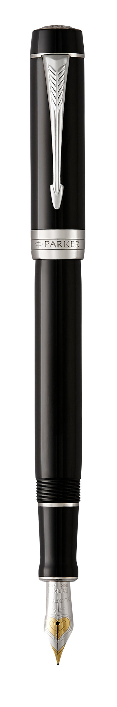 Parker Duofold Classic Fountain Pen Black and Palladium Trim Medium Nib