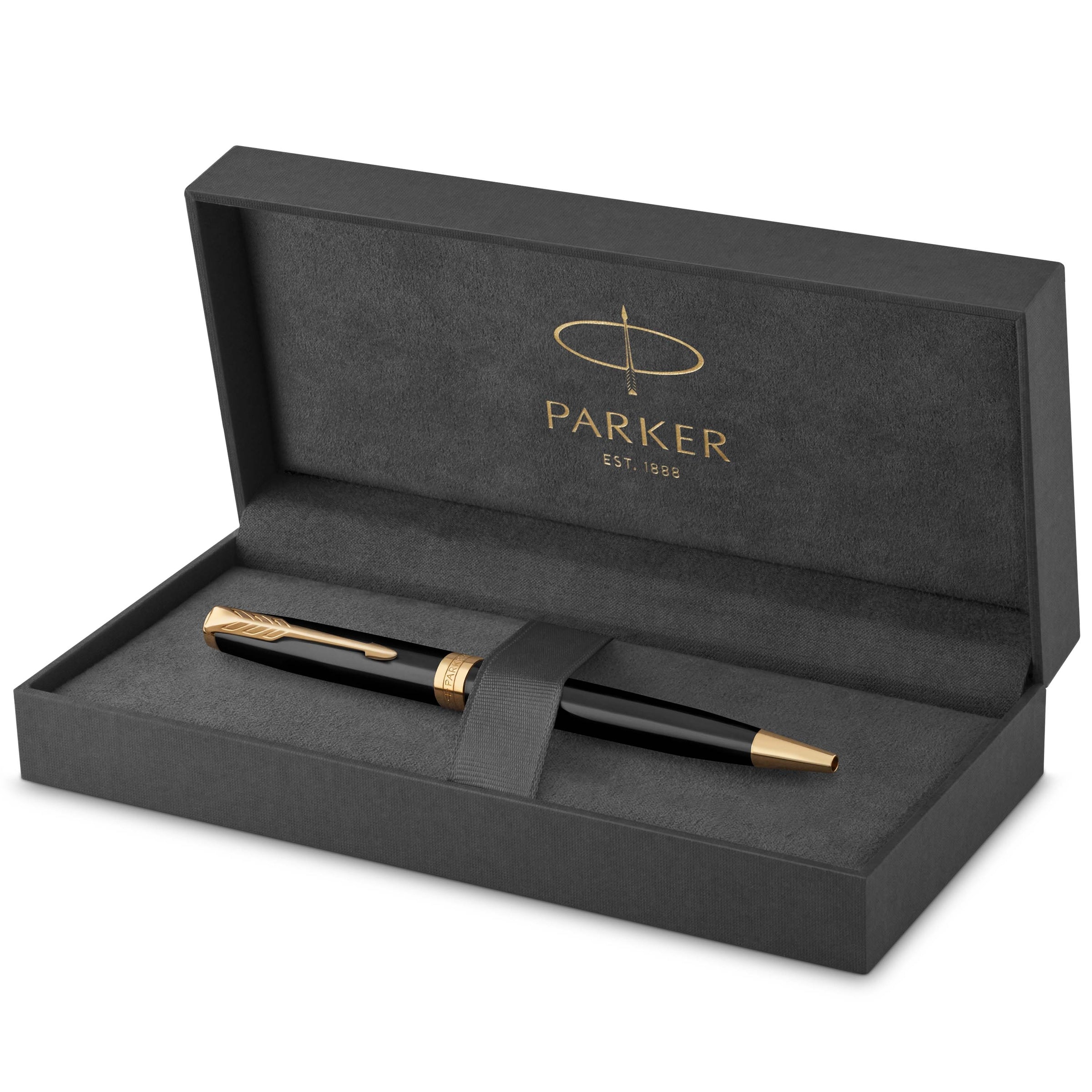 Parker Sonnet Ballpoint Pen Black Lacquer and Gold Trim Medium Tip