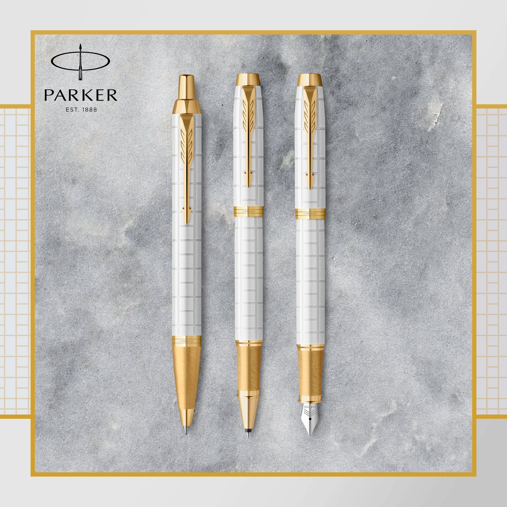 Parker IM Premium Ballpoint Pen Pearl Lacquer and Gold Trim Medium Tip