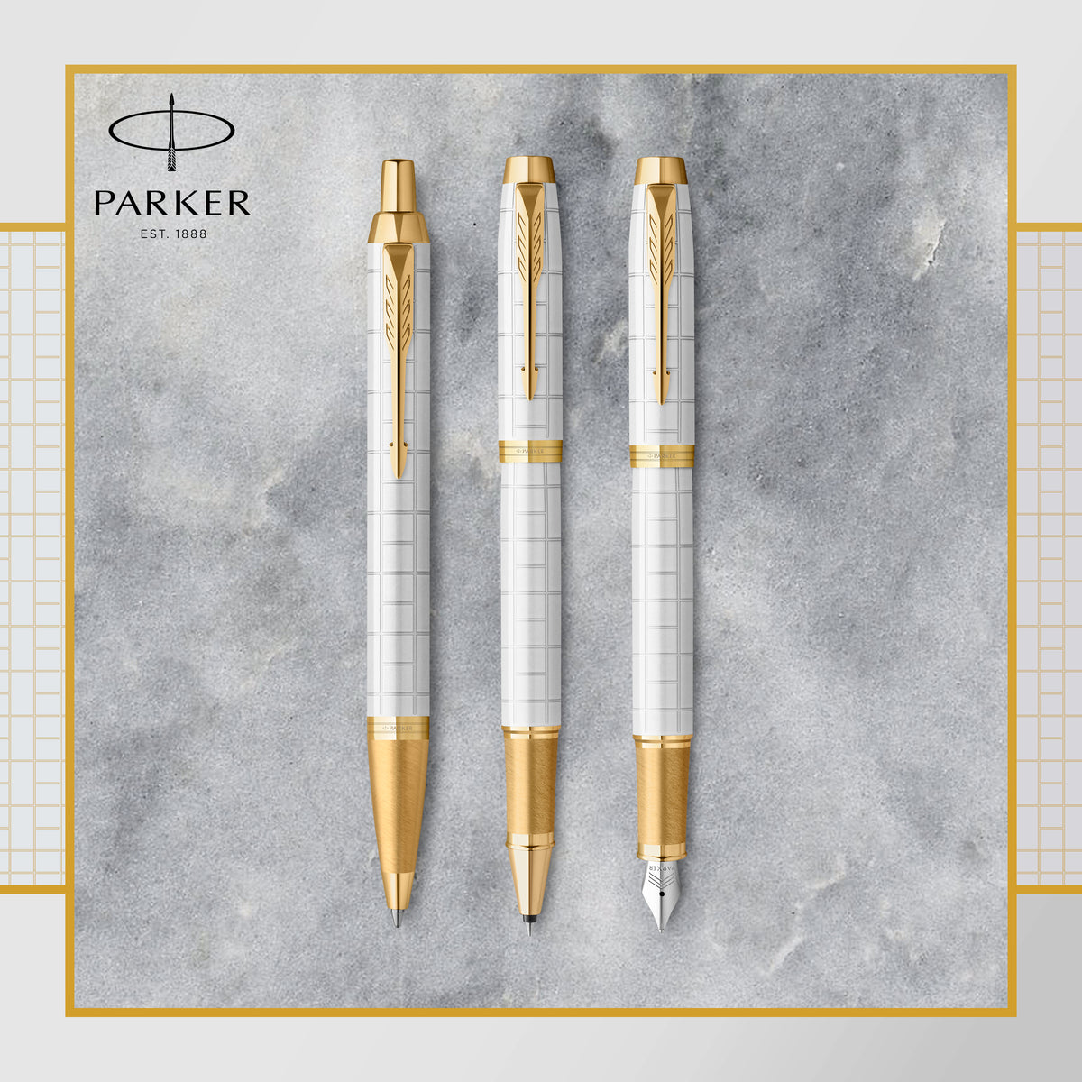 Parker IM Premium Ballpoint Pen Pearl Lacquer and Gold Trim Medium Tip