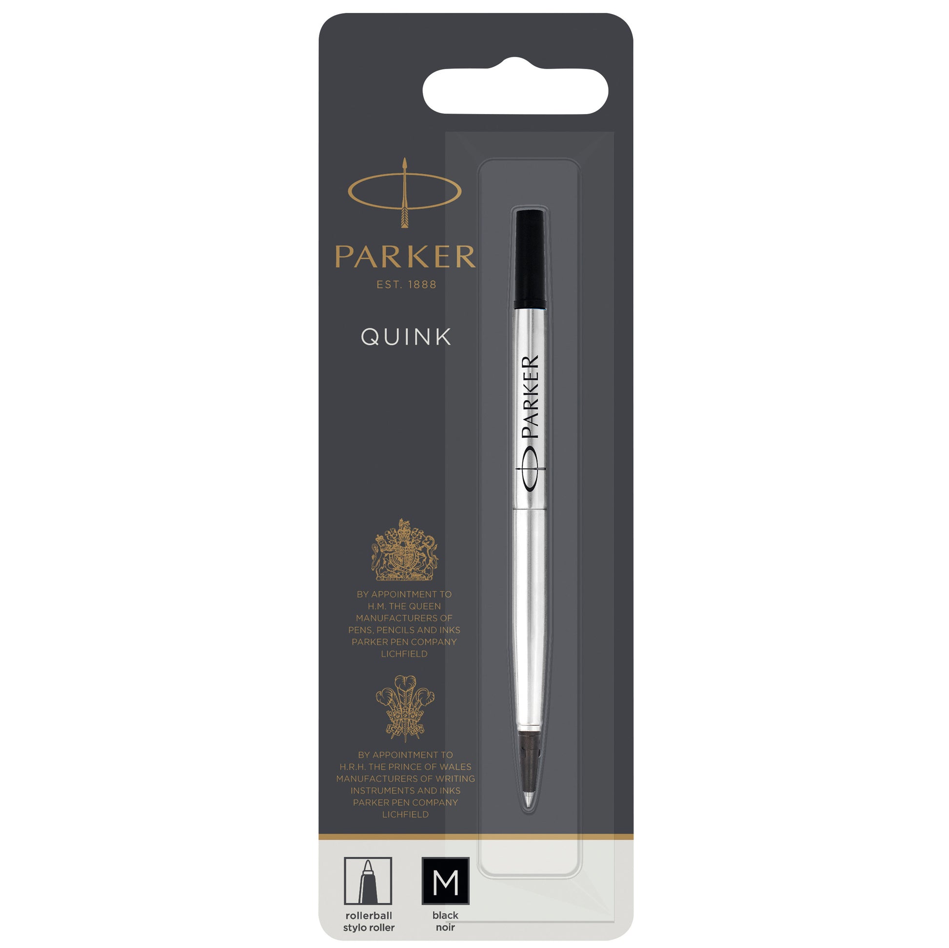 Parker Rollerball Refill Black Medium Tip