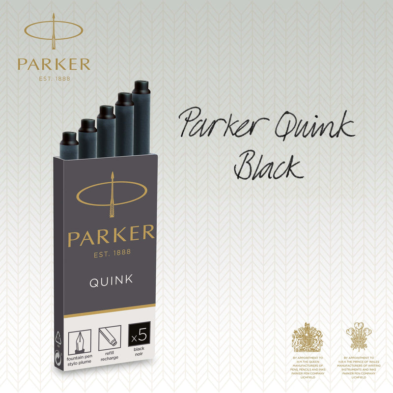 Parker Long Cartridge Black Pack of 5