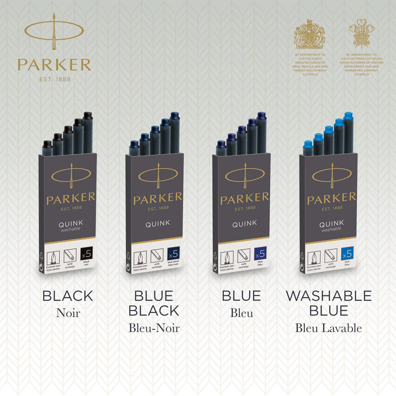 Parker Long Cartridge Black Pack of 5